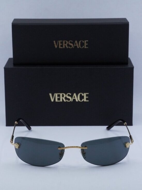 Versace VE2279 100287 Rectangle Sunglasses – Gold/Dark Grey main image 6